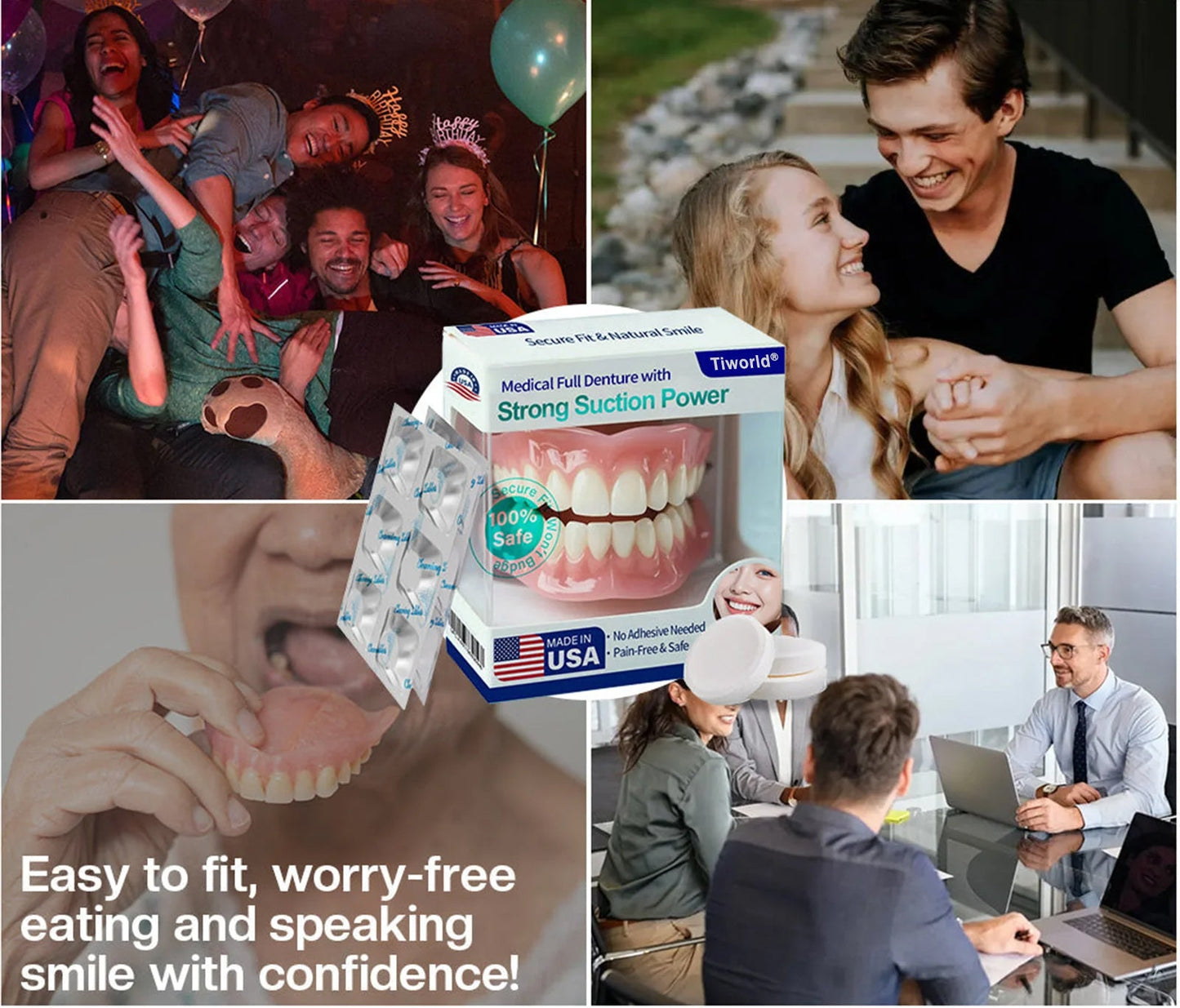 𝑇𝑖𝑤𝑜𝑟𝑙𝑑® Medical Full Denture with Strong Suction ✅ Made and Shipped from the USA🍀